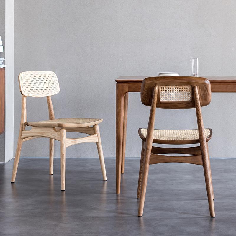 Hans Style Rattan Dining Chair, Light Oak