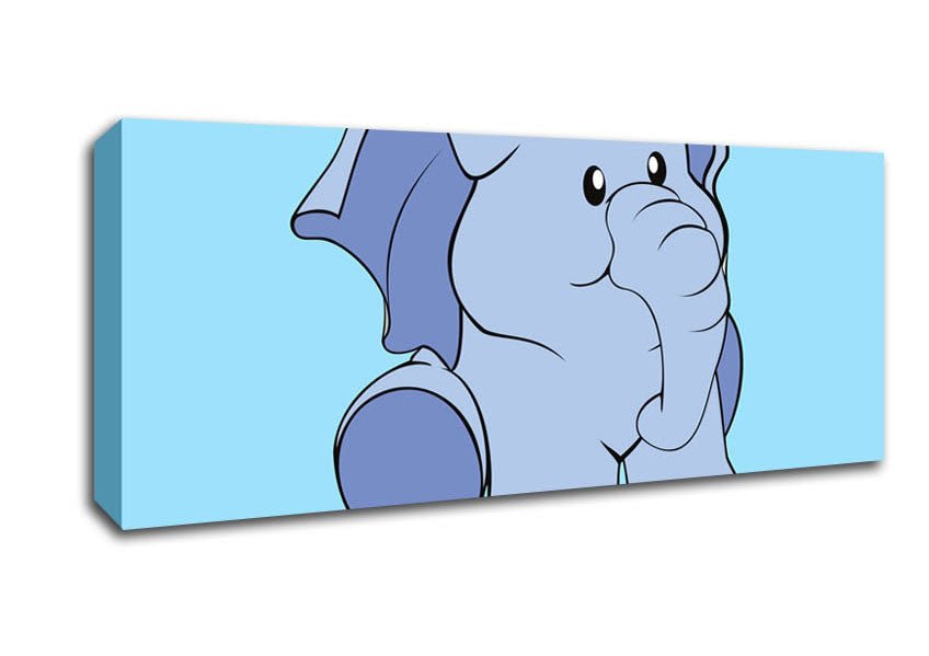 Happy Baby Elephant Baby Blue Canvas Wall Art - Zestio