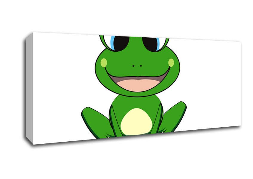 Happy Frog Ready To Leap White Canvas Wall Art - Zestio