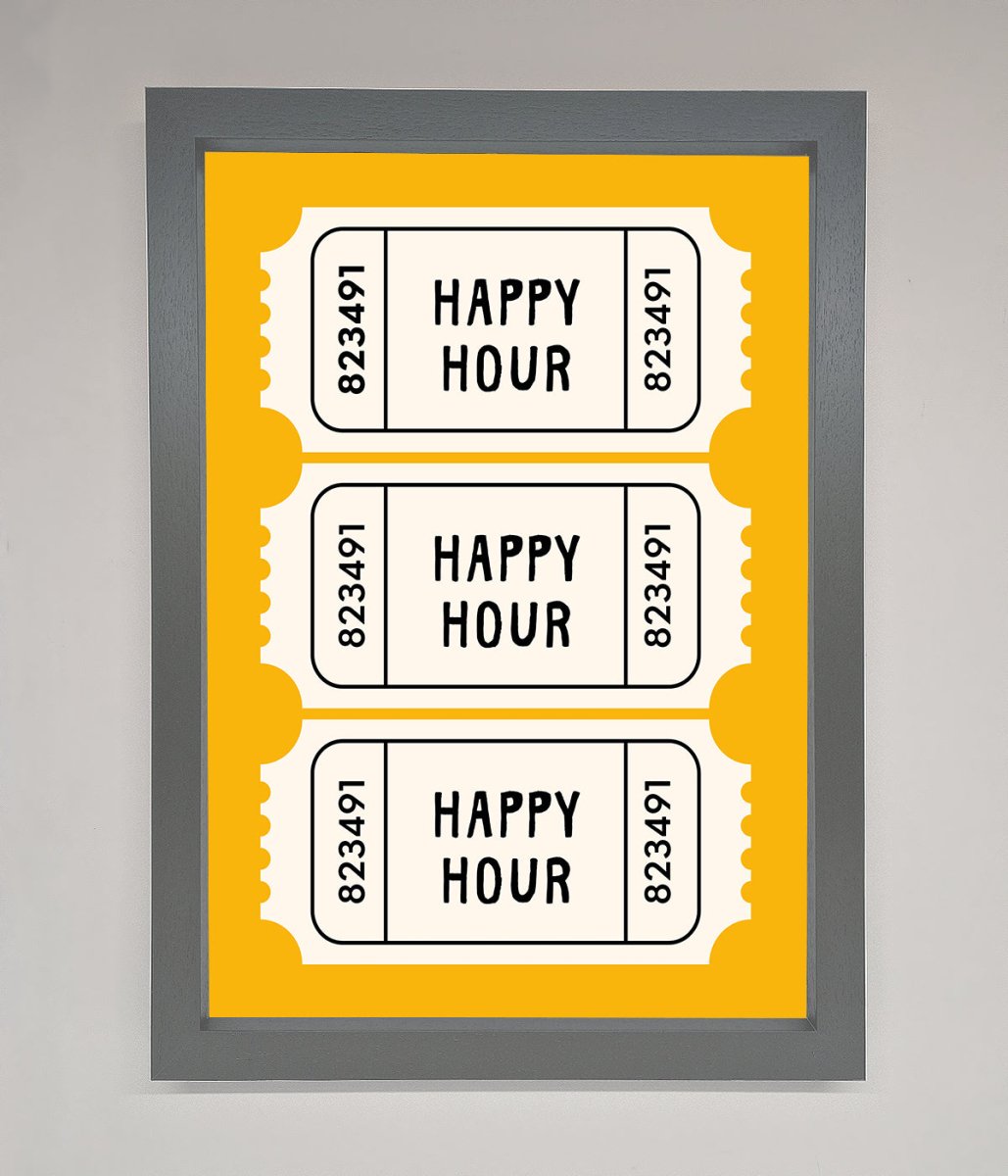Happy Hour Mustard Framed Wall Art - Zestio