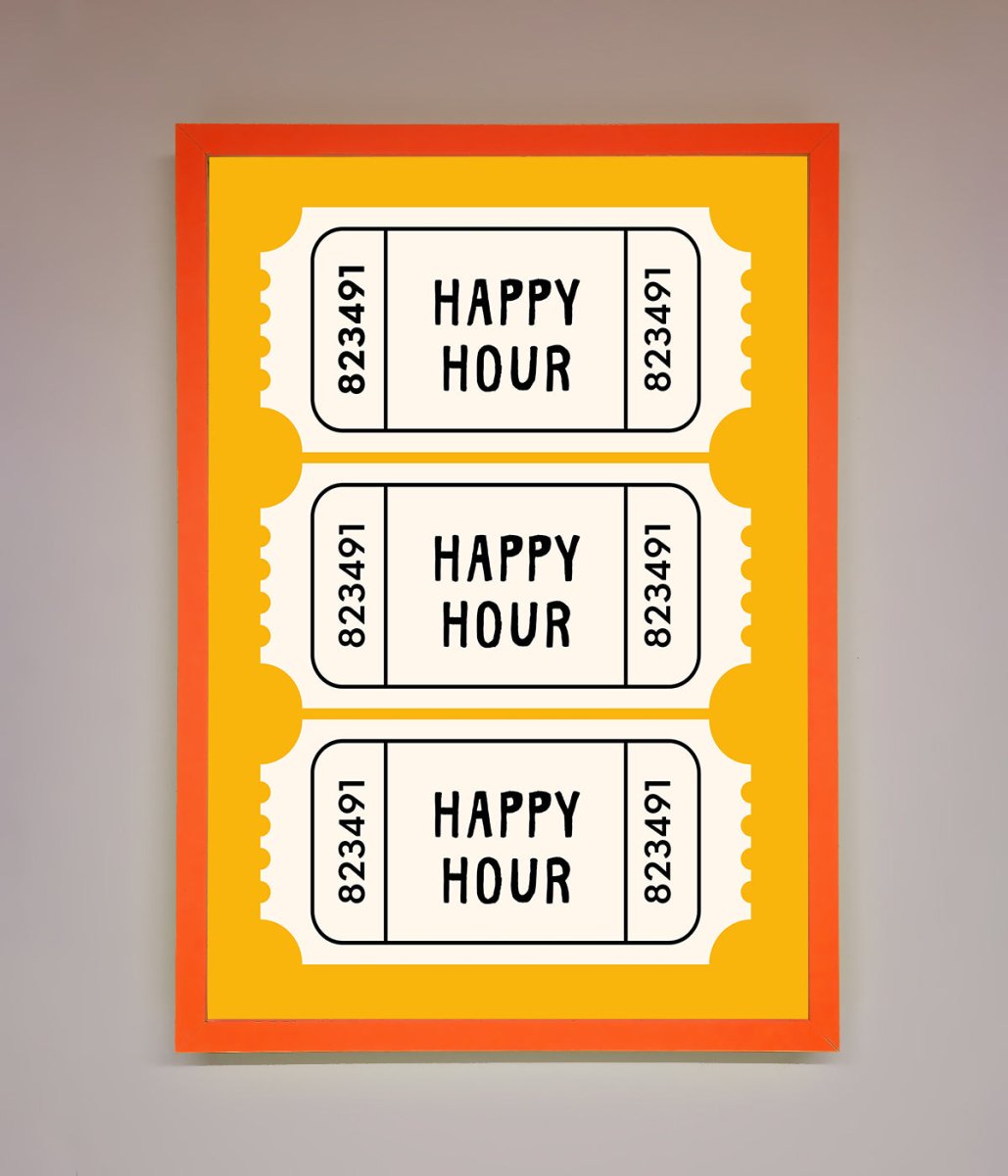 Happy Hour Mustard Framed Wall Art - Zestio