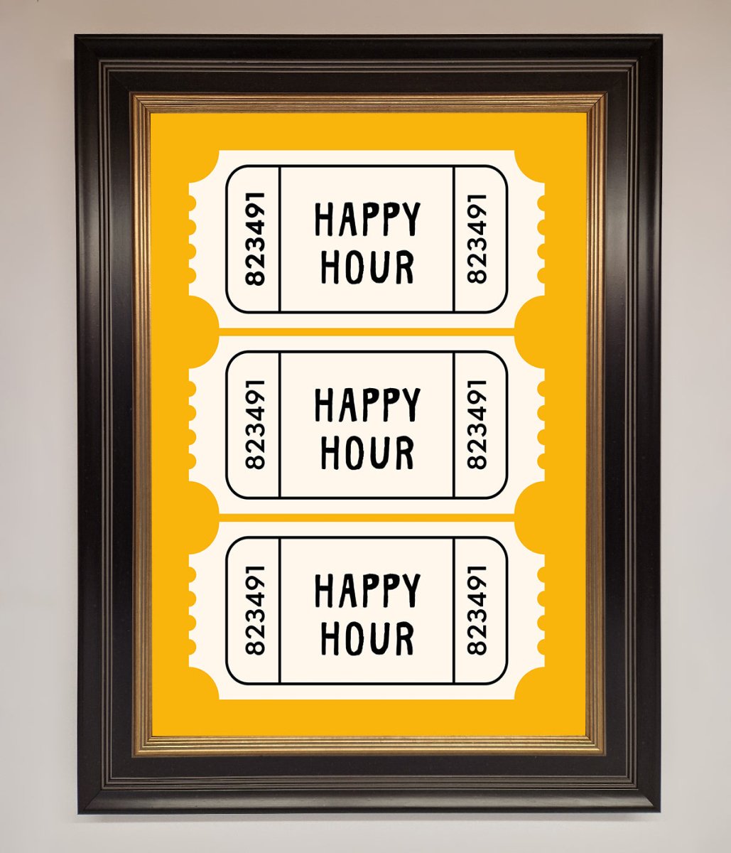 Happy Hour Mustard Framed Wall Art - Zestio