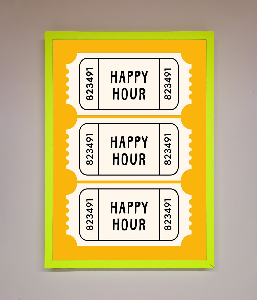 Happy Hour Mustard Framed Wall Art - Zestio
