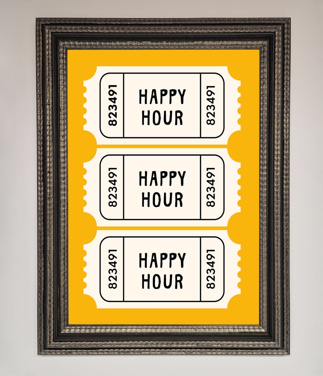 Happy Hour Mustard Framed Wall Art - Zestio