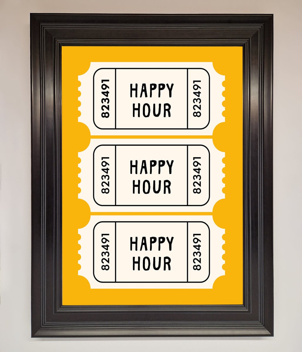 Happy Hour Mustard Framed Wall Art - Zestio