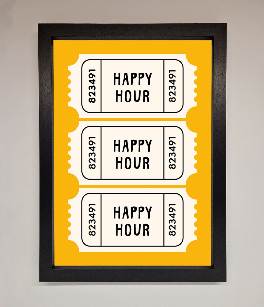 Happy Hour Mustard Framed Wall Art - Zestio