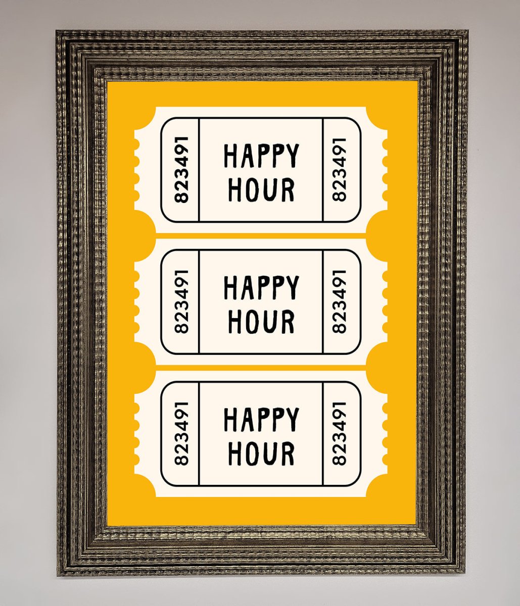 Happy Hour Mustard Framed Wall Art - Zestio