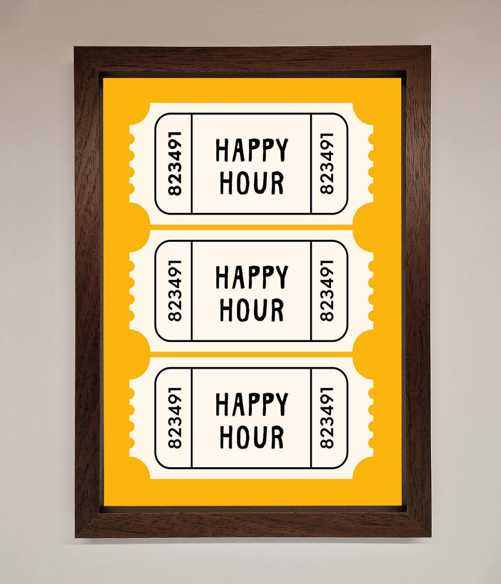 Happy Hour Mustard Framed Wall Art - Zestio
