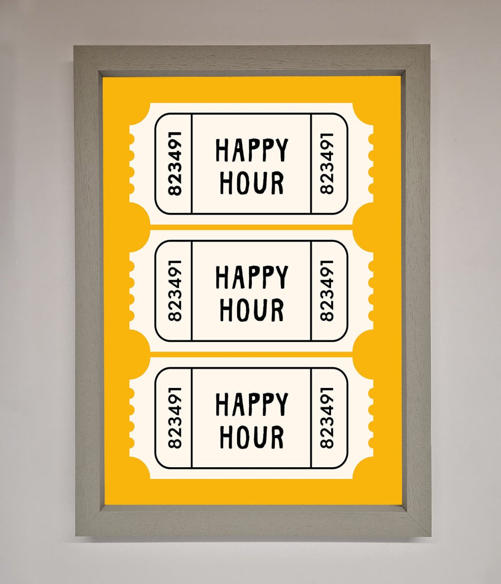 Happy Hour Mustard Framed Wall Art - Zestio