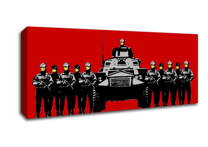 Have A Nice Day Army Tanks Red Canvas Wall Art - Zestio