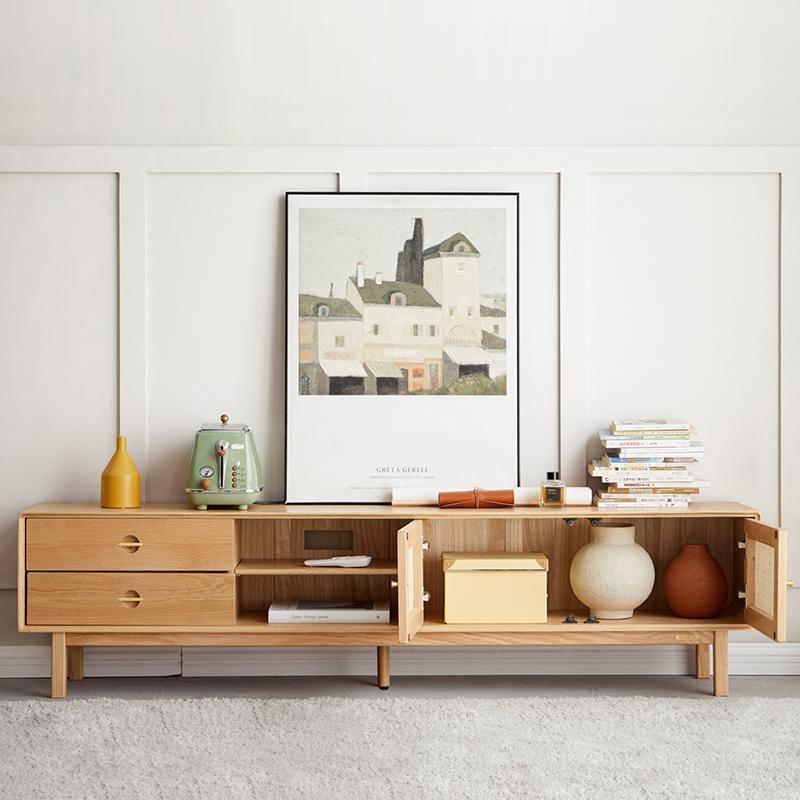 Haygashen Rattan TV Stand, Oak