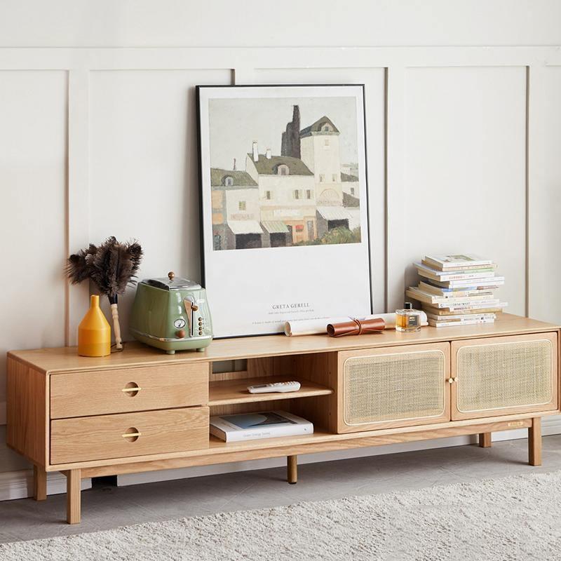 Haygashen Rattan TV Stand, Oak
