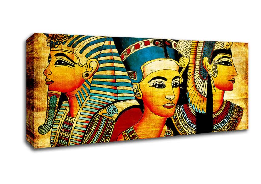 Heads Of Three Egyptian Queens n Kings Canvas Wall Art - Zestio