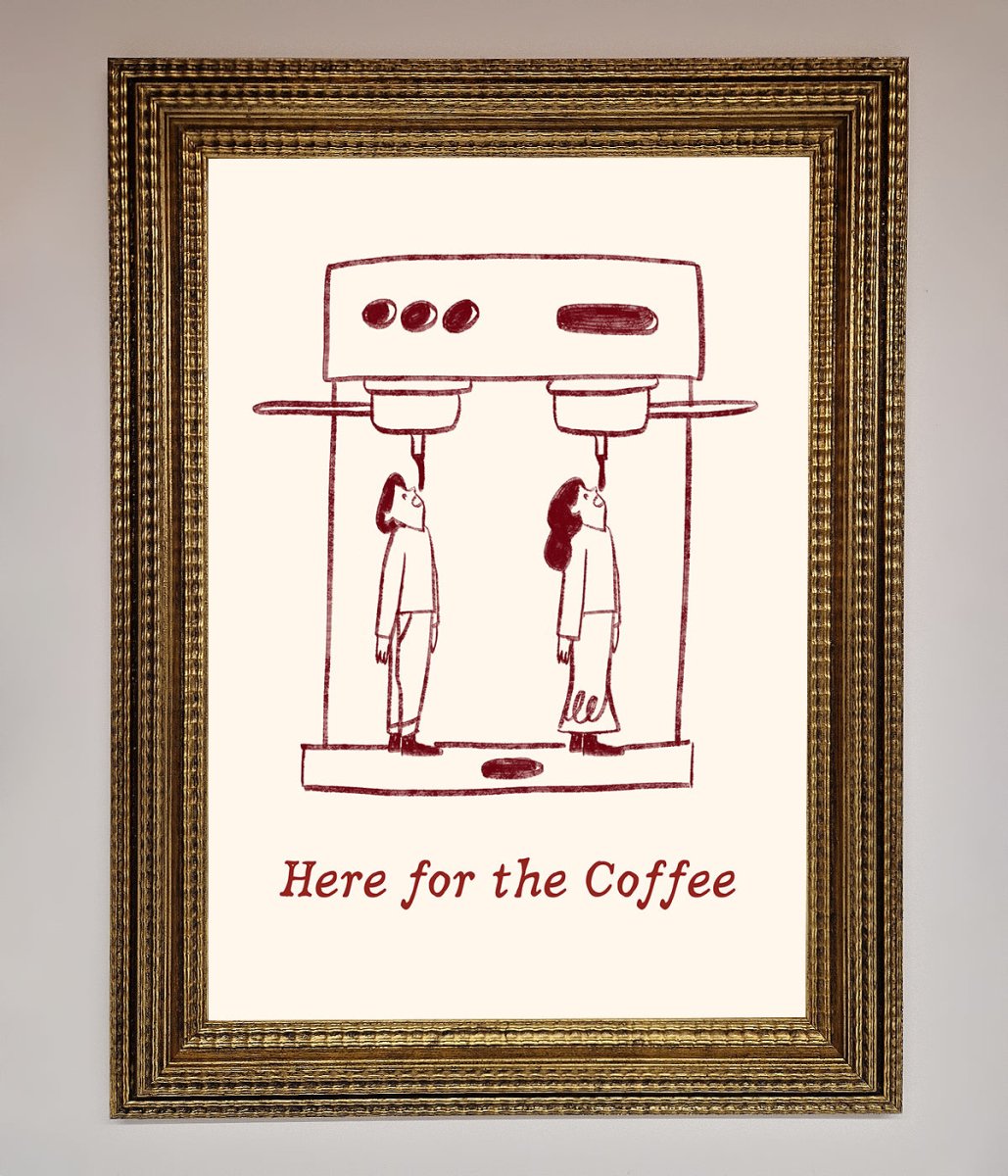 Here For The Coffee Framed Print - Zestio