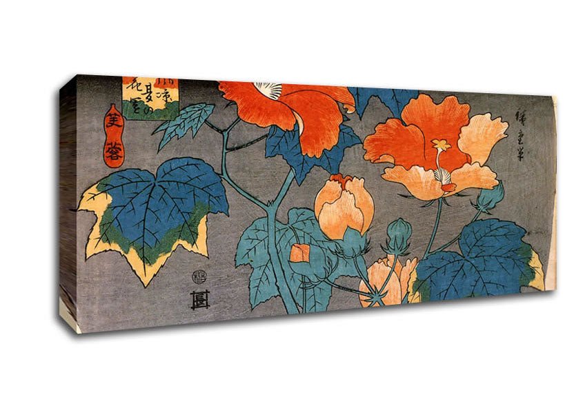 Hiroshige Hibiscus Canvas Wall Art - Zestio