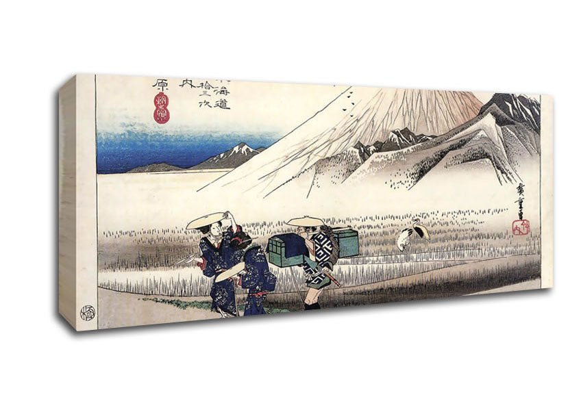 Hiroshige Travellers Passing Mount Fuji Canvas Wall Art - Zestio