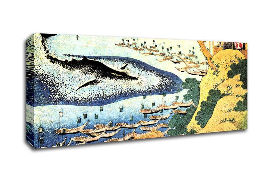 Hokusai Ocean Landscape And Whale Canvas Wall Art - Zestio