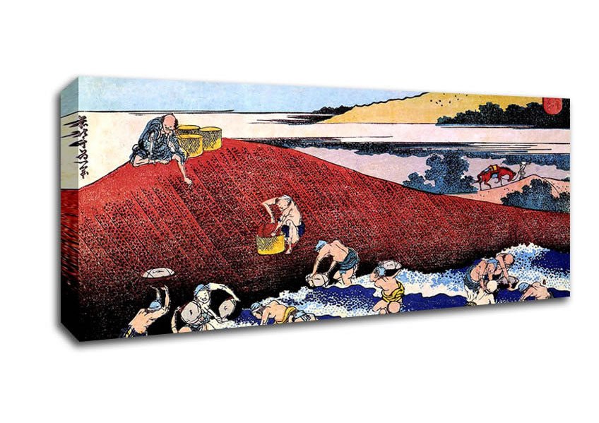 Hokusai Ocean Landscape With Fishermen Canvas Wall Art - Zestio
