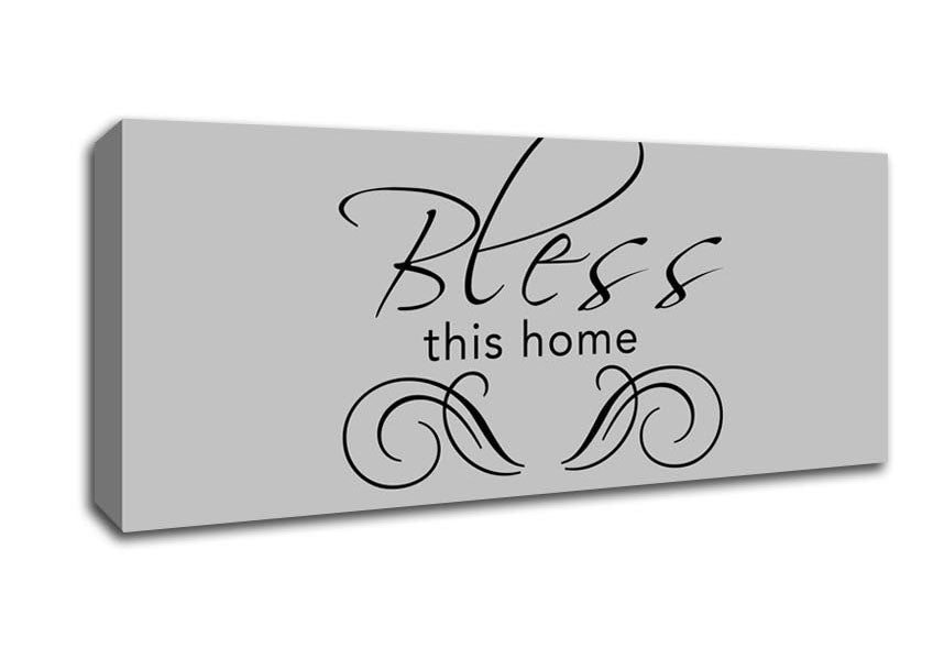 Home Quote Bless This Home Grey Canvas Wall Art - Zestio