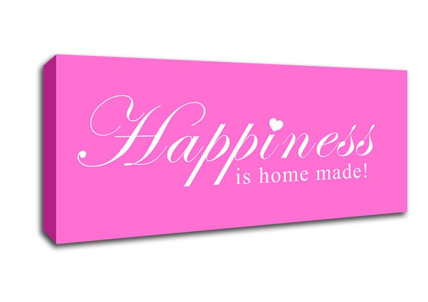 Home Quote Happiness Is Home Made Vivid Pink Canvas Wall Art - Zestio