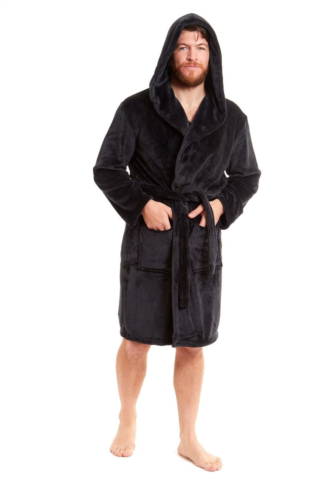 OLIVIA ROCCO Hooded Plush Flannel Bathrobe for Men, Ultra-Absorbing Soft Fleece Dressing Gown, Home Spa Lounge by Daisy Dreamer