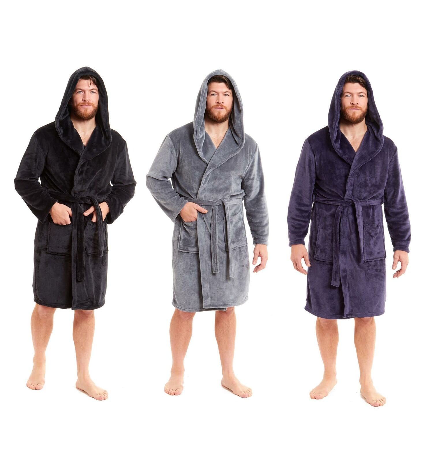 OLIVIA ROCCO Hooded Plush Flannel Bathrobe for Men, Ultra-Absorbing Soft Fleece Dressing Gown, Home Spa Lounge by Daisy Dreamer