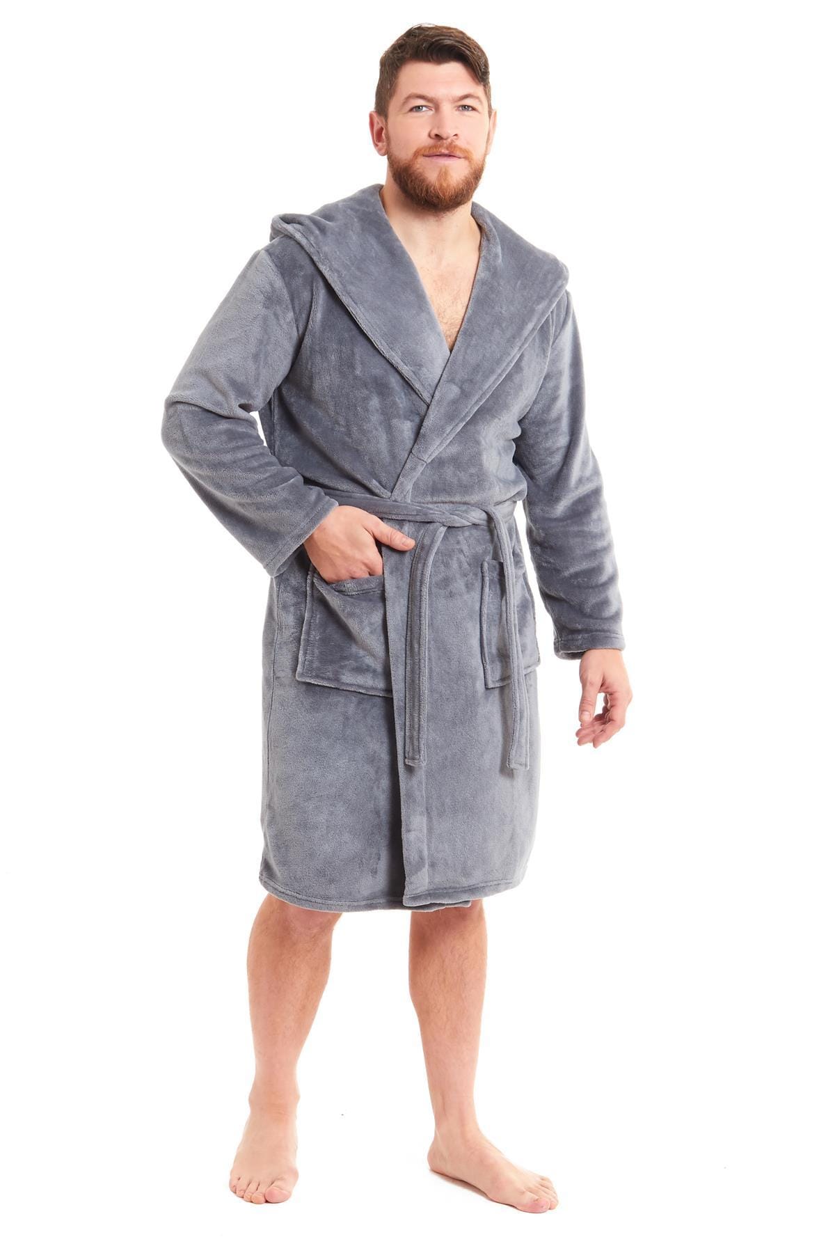 OLIVIA ROCCO Hooded Plush Flannel Bathrobe for Men, Ultra-Absorbing Soft Fleece Dressing Gown, Home Spa Lounge by Daisy Dreamer