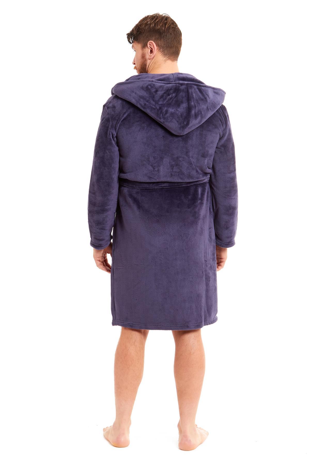 OLIVIA ROCCO Hooded Plush Flannel Bathrobe for Men, Ultra-Absorbing Soft Fleece Dressing Gown, Home Spa Lounge by Daisy Dreamer