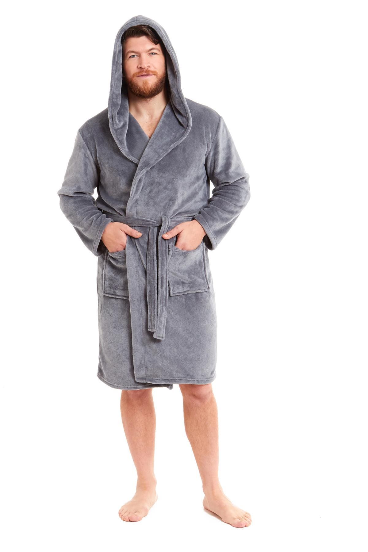 OLIVIA ROCCO Hooded Plush Flannel Bathrobe for Men, Ultra-Absorbing Soft Fleece Dressing Gown, Home Spa Lounge by Daisy Dreamer