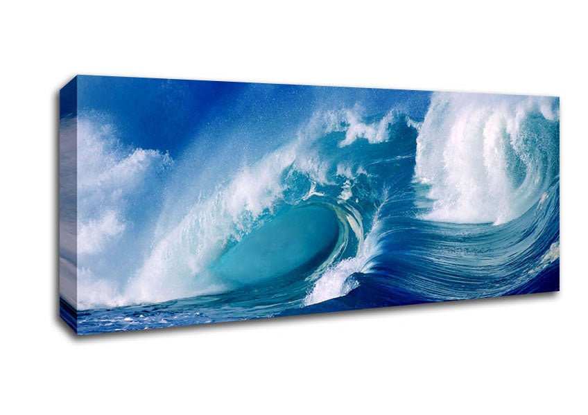 Huge Crashing Blue Ocean Wave Canvas Wall Art - Zestio