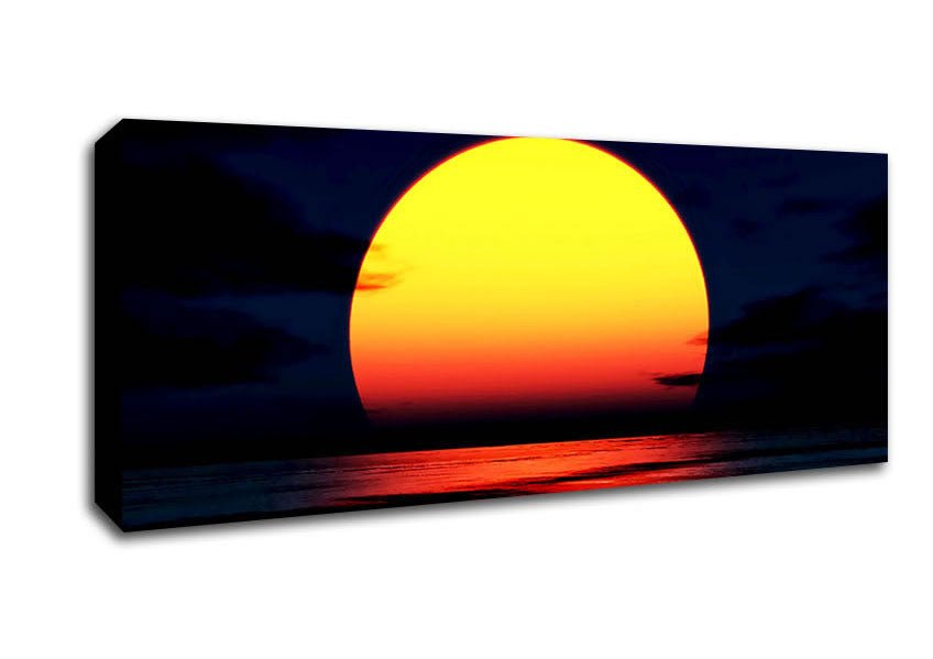 Huge Golden Sun Over Ocean Canvas Wall Art - Zestio