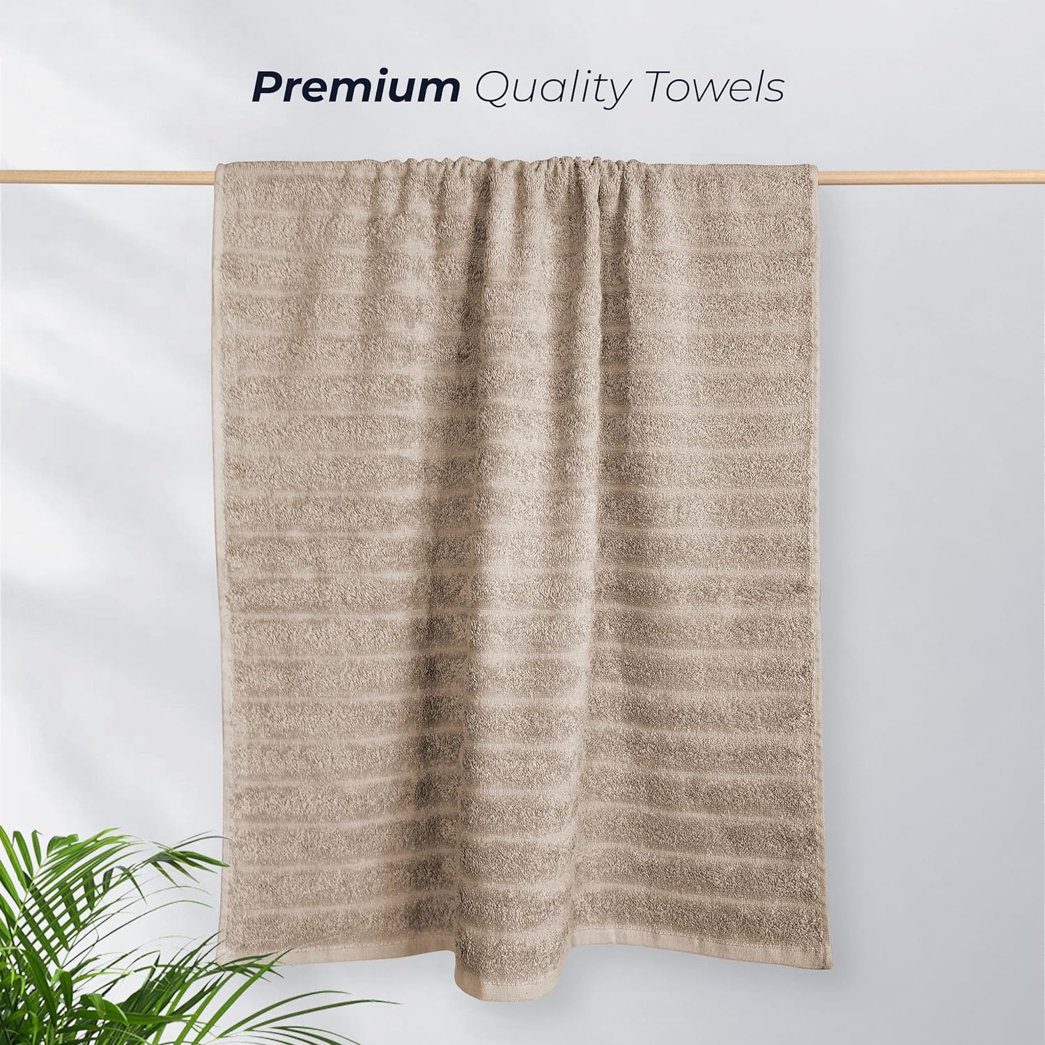 OLIVIA ROCCO Hydro Cotton Ribbed Towels Jumbo Bath Sheets 2 Pack Charcoal Highly Absorbent Quick Dry Soft Lightweight Set