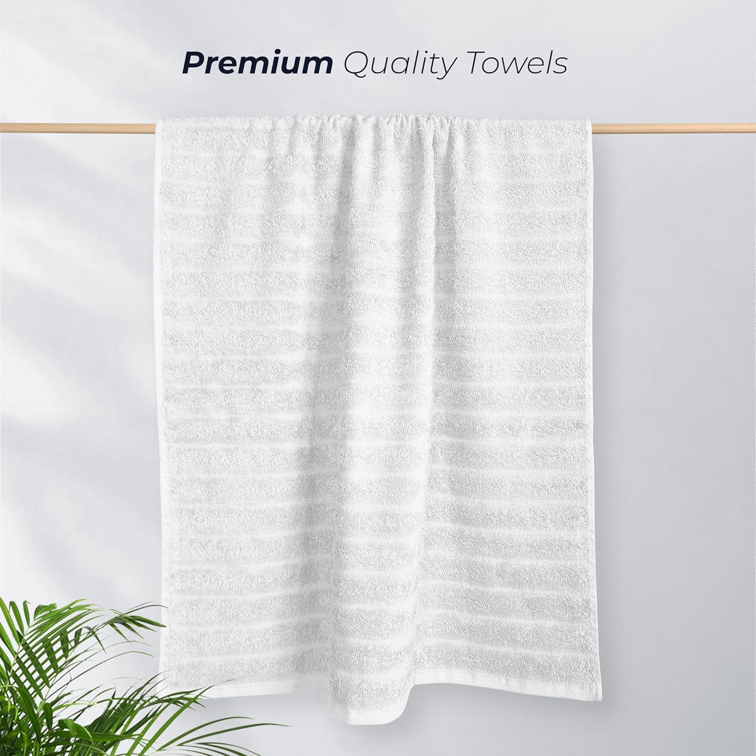 OLIVIA ROCCO Hydro Cotton Ribbed Towels Jumbo Bath Sheets 2 Pack Charcoal Highly Absorbent Quick Dry Soft Lightweight Set