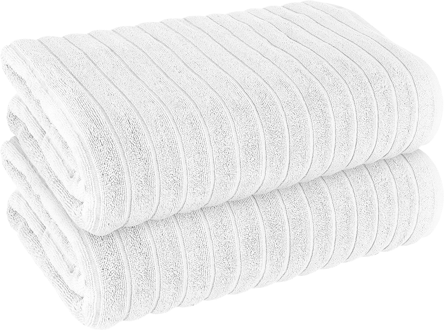 OLIVIA ROCCO Hydro Cotton Ribbed Towels Jumbo Bath Sheets 2 Pack Charcoal Highly Absorbent Quick Dry Soft Lightweight Set