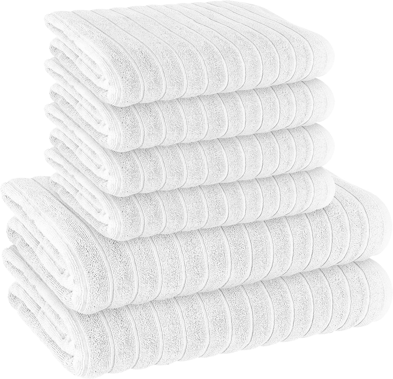 OLIVIA ROCCO Hydro Cotton Ribbed Towels Jumbo Bath Sheets 2 Pack Charcoal Highly Absorbent Quick Dry Soft Lightweight Set