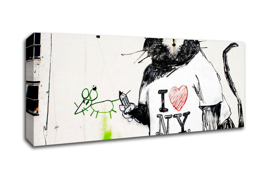 I Love New York Rat Canvas Wall Art - Zestio