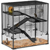 PawHut 4 Tiers Hamster Cage with Deep Tempered Glass Bottom, 60 x 40 x 80cm