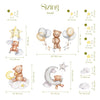 Sleeping Bears Wall Decal | Bears in the Air Nursery Wall Sticker | Clouds and Stars Wall Decor