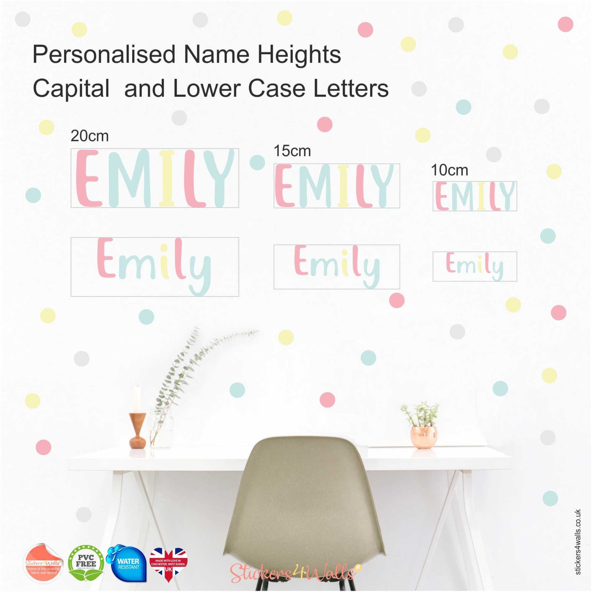 Personalised kids room name fabric wall sticker