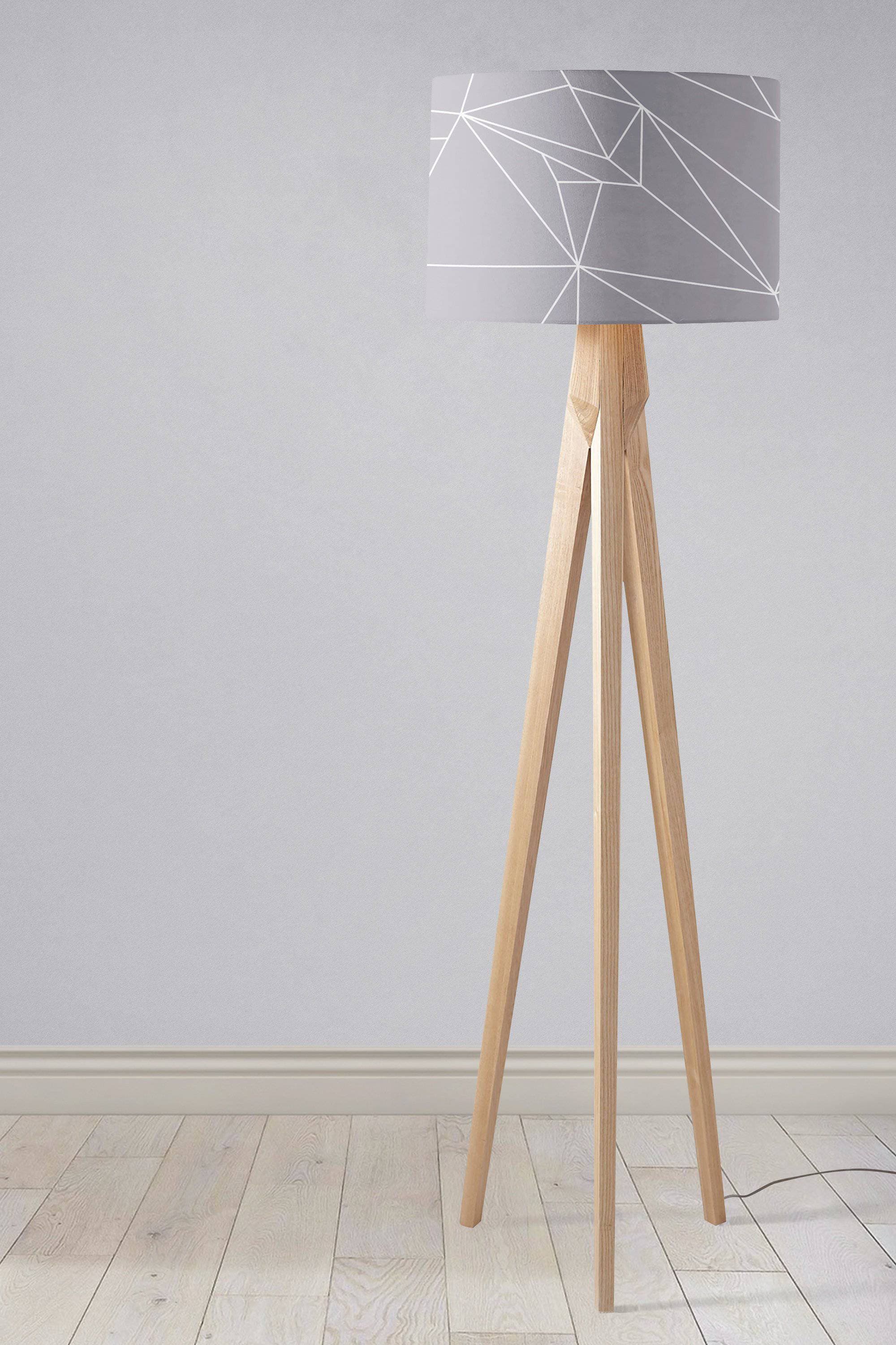 Grey with a White Lines Geometric Design Lampshade, Ceiling or Table Lamp Shade