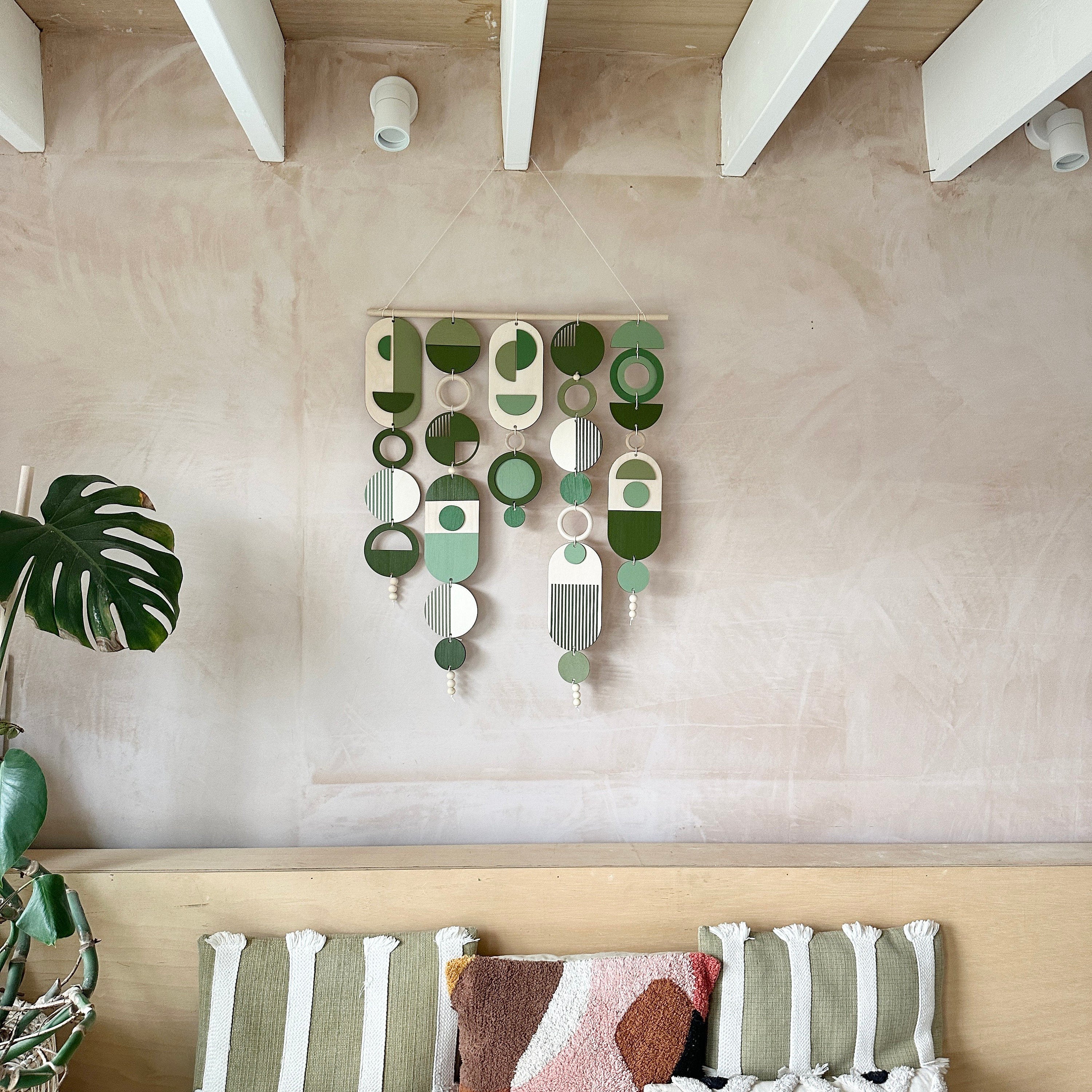 Green Wall Art - Geometric Artwork - Minimal Home Decor - Green Boho Decor- Large Centre Piece Art - Big Wall Tapestry - Large Artwork