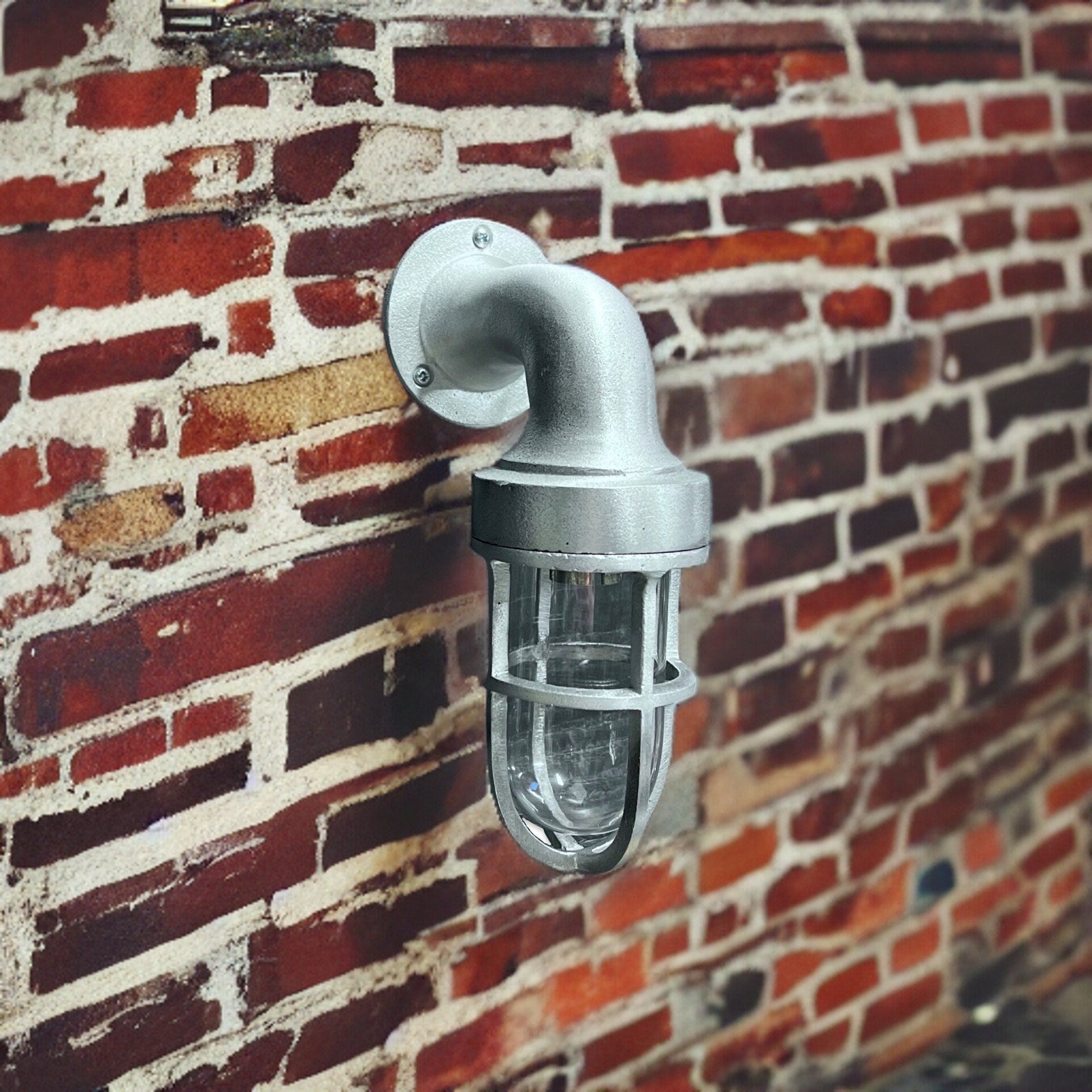 Shingham ~ Bulkhead Outdoor & Garden Wall Light | Cast Raw Pewter | 8 Inch