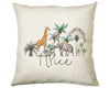 Personalised Elephant Giraffe Cushion Gift - Printed Name Design Safari Cushion Throw Pillow Gift Boy Girl Kids Bedroom Birthday Gift CS181