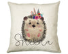 Personalised Hedgehog Cushion Gift - Custom Name Design Scatter Pillow Decor With Padding & Cushion Cover - Woodland Animals Wildlife CS069