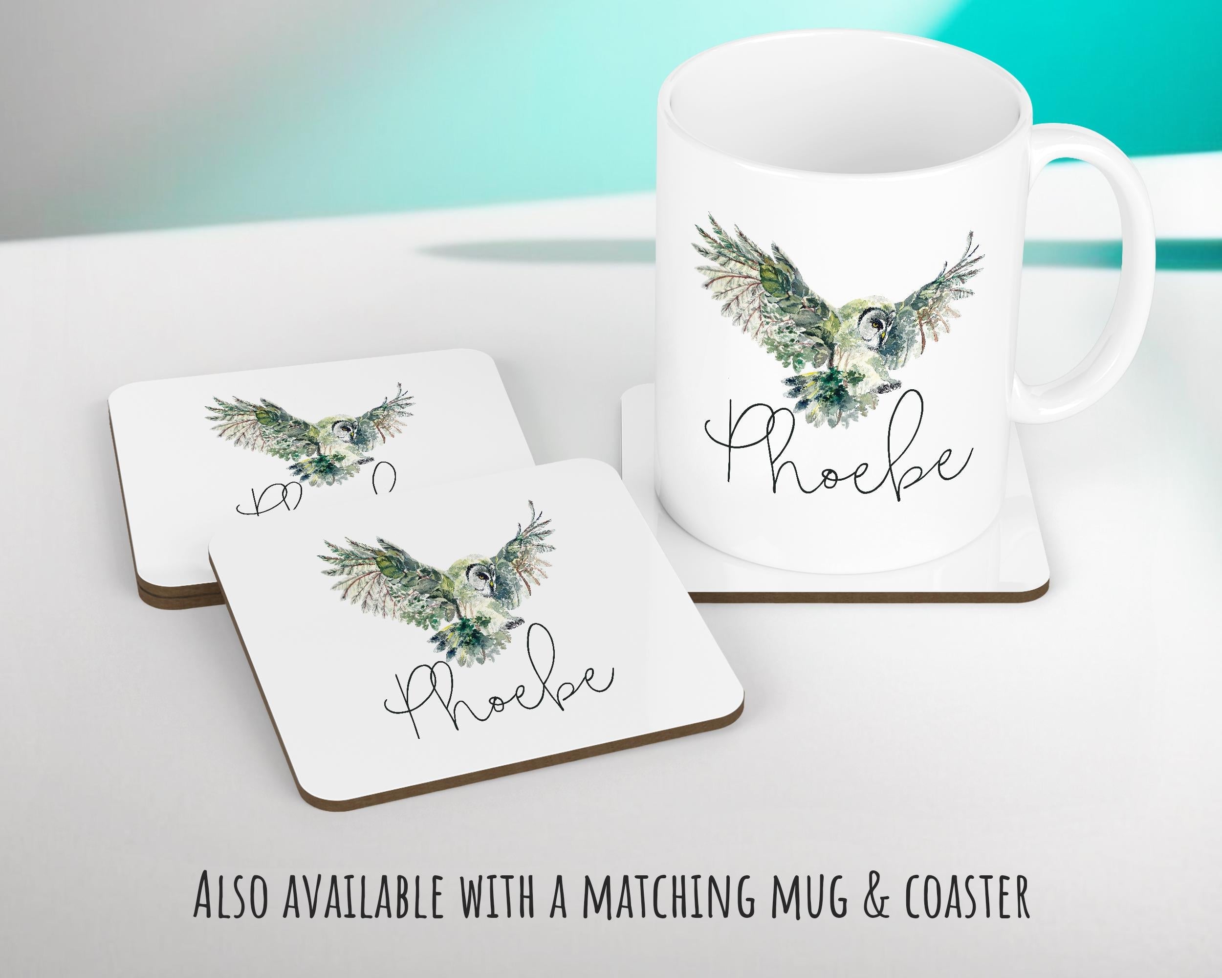 Personalised Owl Leaf Cushion Gift Printed Name Design - Cushion Throw Pillow Gift For Boys Nursery Bedroom Birthday Christmas Gift CS394