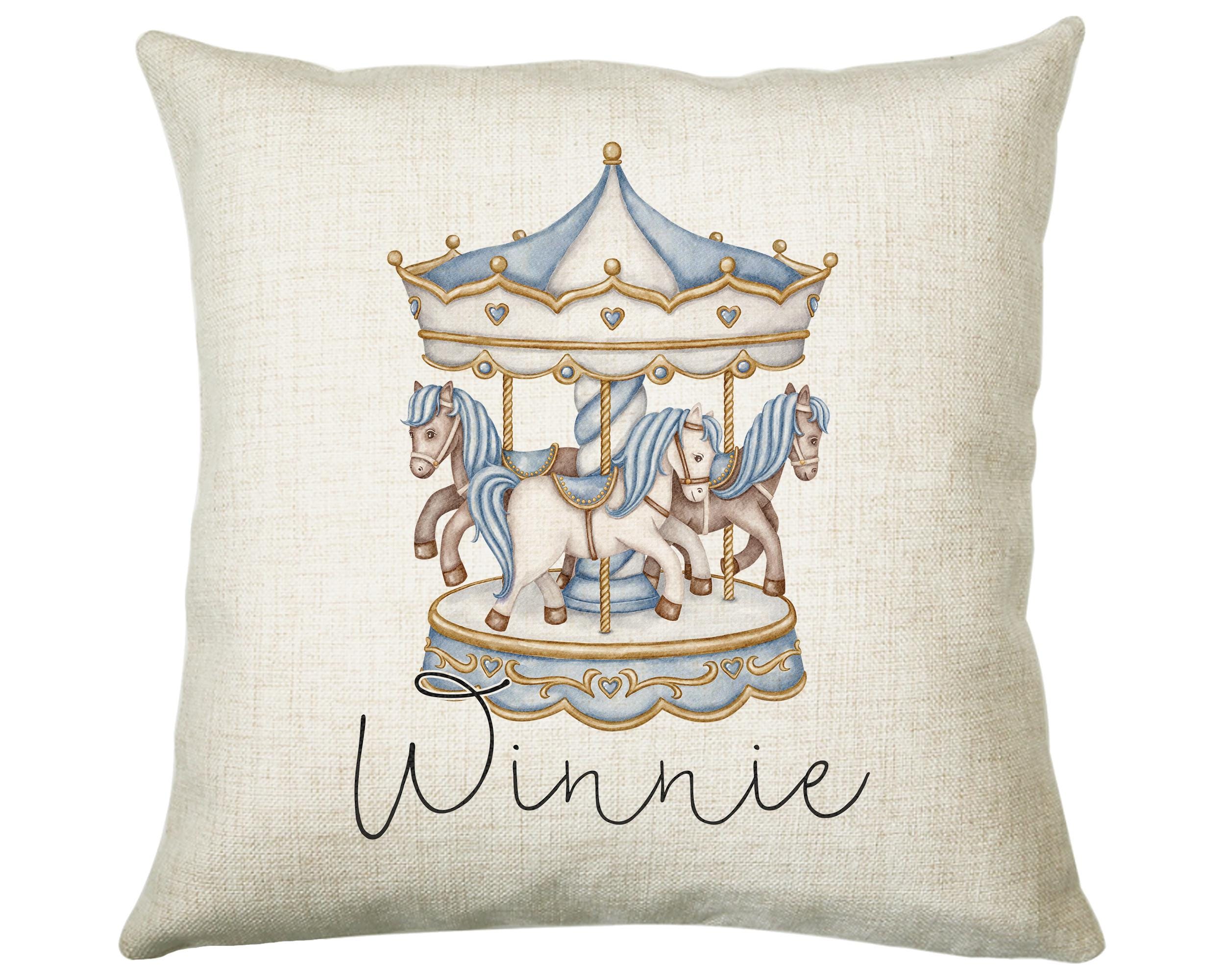Personalised Horse Lover Cushion Gift Printed Name Design - Cushion Throw Pillow Gift For Boys Nursery Bedroom Birthday Gift G004