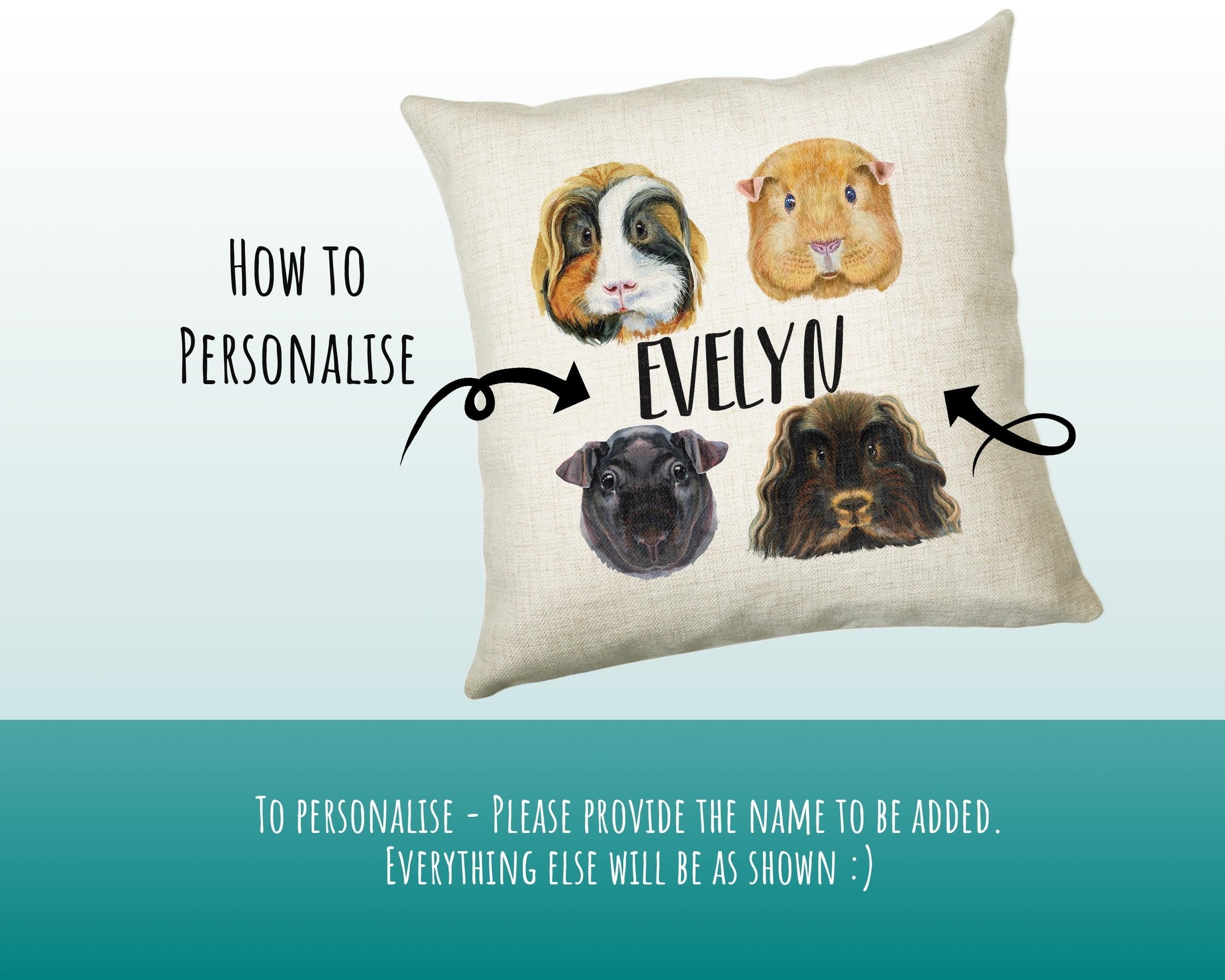 Personalised Guinea Pig Cushion Gift Printed Name Design - Cushion Throw Pillow Gift For Mum Friend Bedroom Birthday Christmas Gift CS331