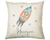 Personalised Space Rocket Cushion Gift Printed Name Design - Pillow Gift For Girls Boys Nursery Bedroom Decor Gift CS249
