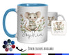 Personalised Mouse Gift Mug - Ceramic Coffee Tea Hot Chocolate Mug Coaster Cute Mouse Flowers Animal Lover - Secret Santa Gift Idea MG0869