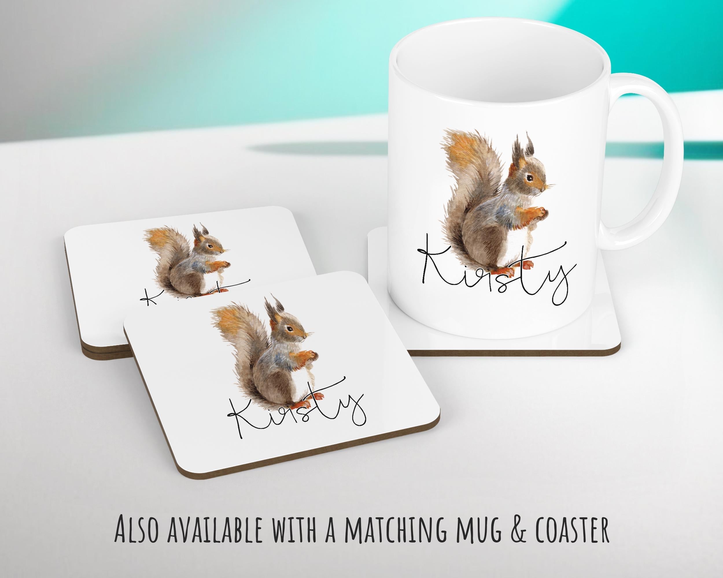Personalised Squirrel Cushion Gift Printed Name Design - Cushion Throw Pillow Gift For Mum Dad Friend Bedroom Birthday Christmas Gift CS078